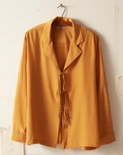 Men BODE Micro Tie Long Sleeve Shirt - Golden