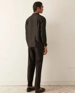 Men BODE Micro Tie Long Sleeve Shirt - Black