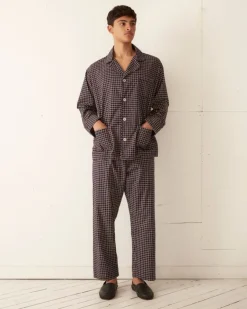 Men BODE Midnight Grid Pajama Shirt