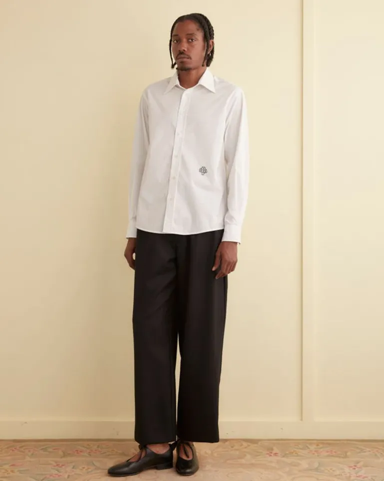 Men BODE Monogrammed Poplin Shirt