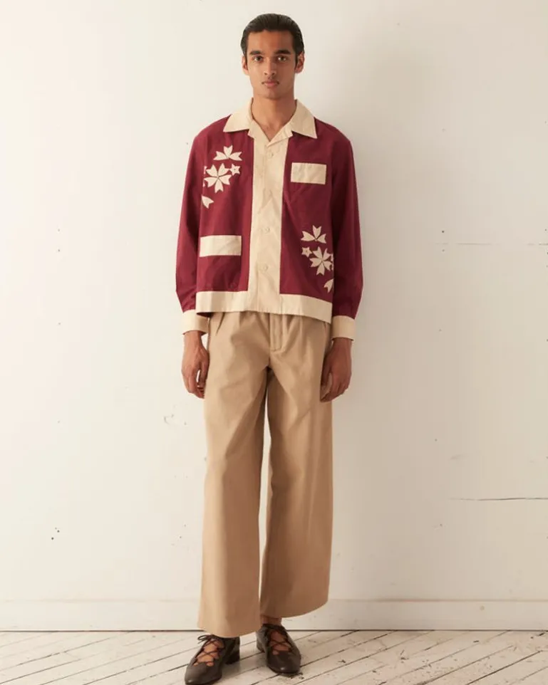 Men BODE Moonflower Applique Long Sleeve Shirt