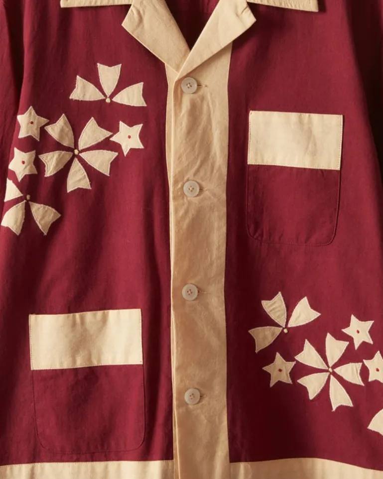 Men BODE Moonflower Applique Long Sleeve Shirt