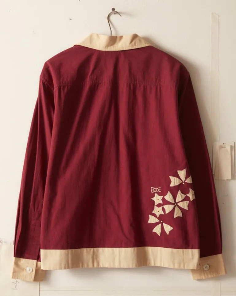 Men BODE Moonflower Applique Long Sleeve Shirt