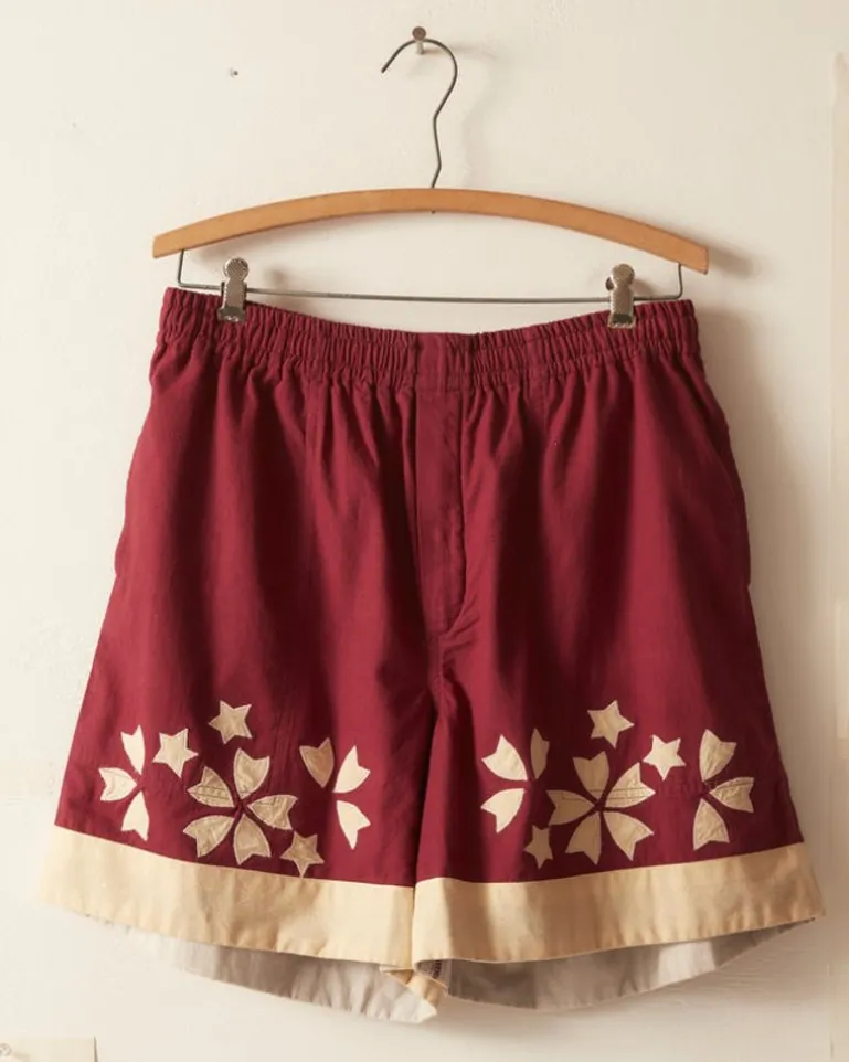 Men BODE Moonflower Applique Shorts