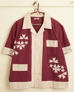 Men BODE Moonflower Applique Short Sleeve Shirt