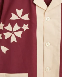 Men BODE Moonflower Applique Short Sleeve Shirt