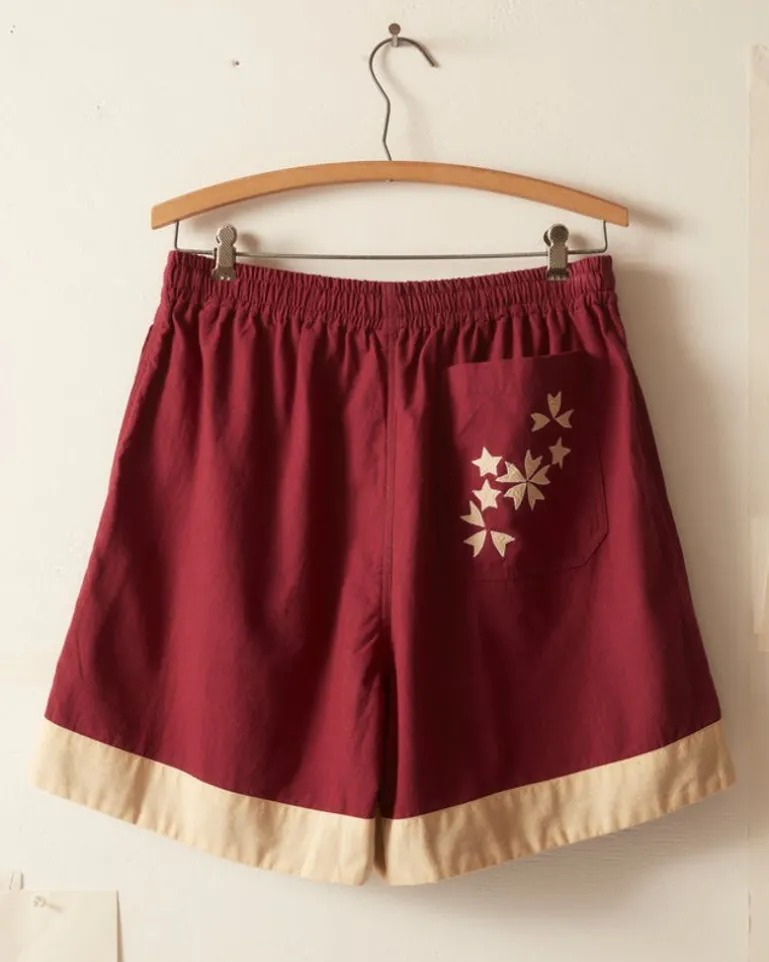 Men BODE Moonflower Applique Shorts