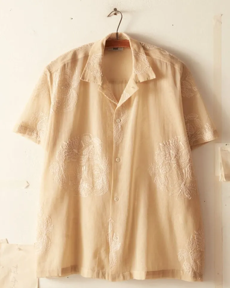 Men BODE Moth Veil Short Sleeve Shirt