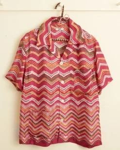 Men BODE Mothra Zig-Zag Short Sleeve Shirt