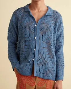Men BODE Overdye Crochet Shirt