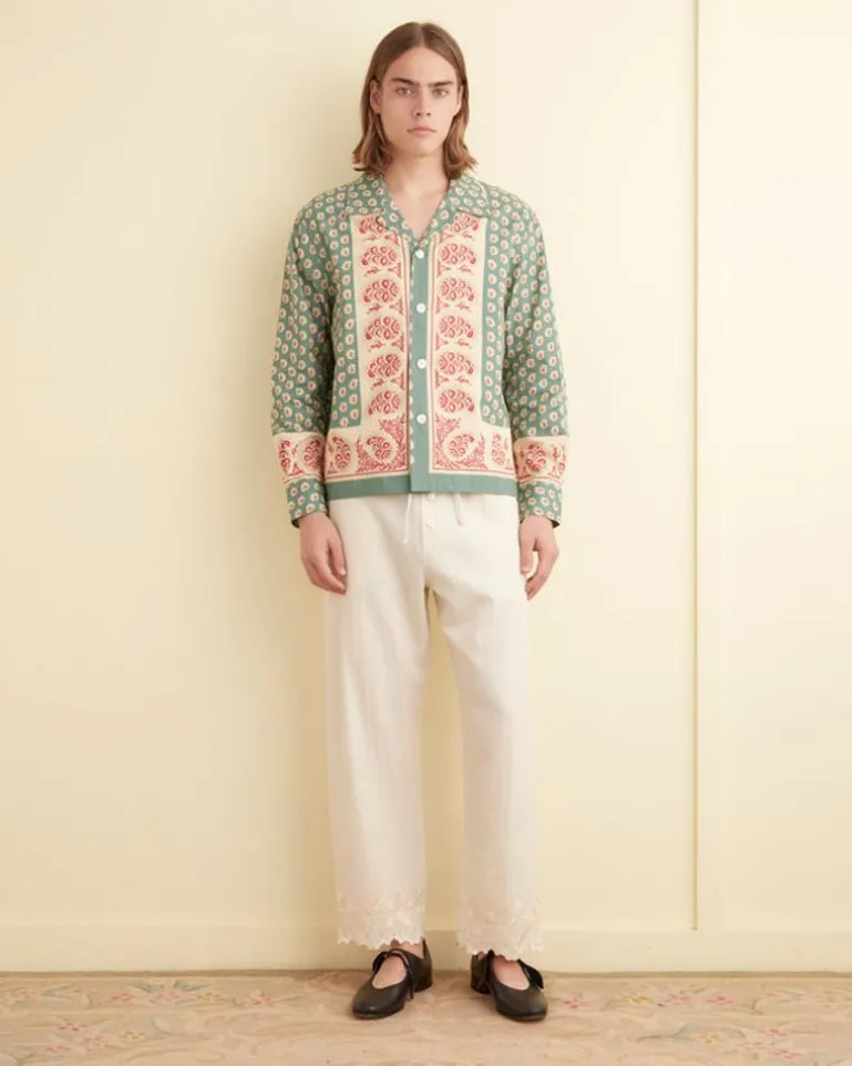 Men BODE Paisley Frame Long Sleeve Shirt