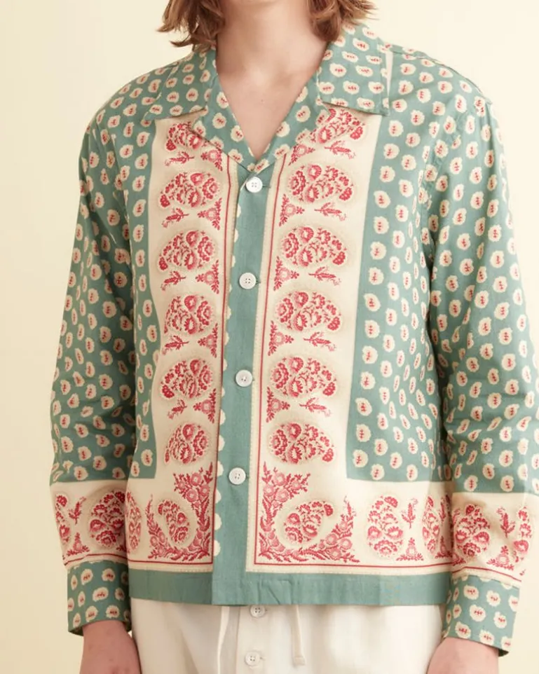 Men BODE Paisley Frame Long Sleeve Shirt