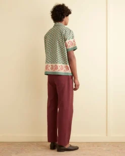 Men BODE Paisley Frame Short Sleeve Shirt