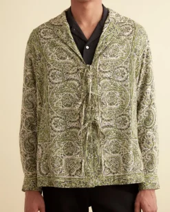 Men BODE Paisley Tie Long Sleeve Shirt