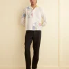 Men BODE Patchwork Lotus Long Sleeve Shirt