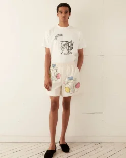 Men BODE Patchwork Lotus Shorts