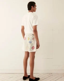 Men BODE Patchwork Lotus Shorts
