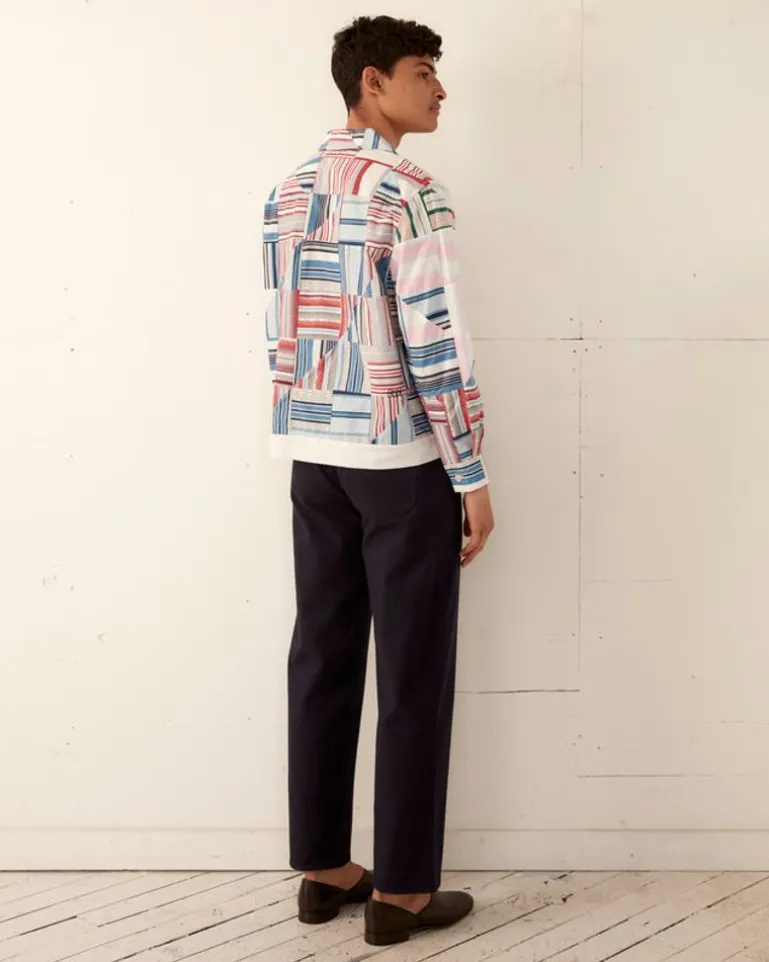 Men BODE Patchwork Oxford Long Sleeve Shirt