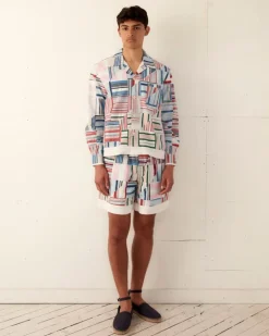 Men BODE Patchwork Oxford Shorts