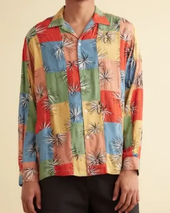 Men BODE Patchwork Tumbleweed Long Sleeve Shirt