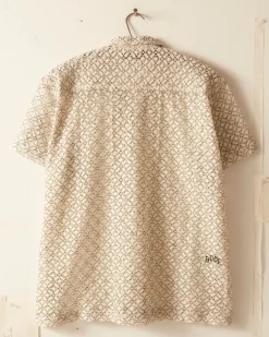 Men BODE Petal Lace Short Sleeve Shirt