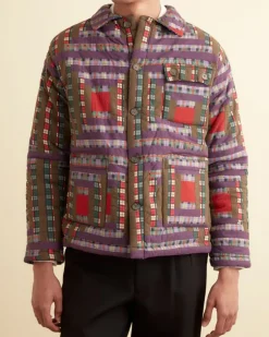 Men BODE Plaid Log Cabin Quilt Jacket