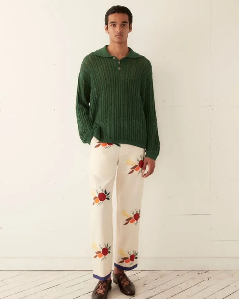 Men BODE Pointelle Polo Long Sleeve