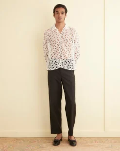 Men BODE Primrose Lace Long Sleeve Shirt