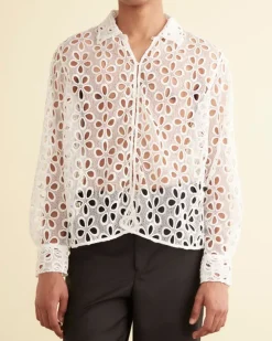 Men BODE Primrose Lace Long Sleeve Shirt
