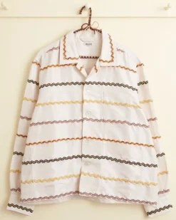 Men BODE Rickrack Stripe Long Sleeve Shirt