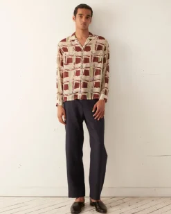 Men BODE Ripple Plaid Long Sleeve Shirt