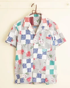 Men BODE Rose Checkerboard Short Sleeve Shirt