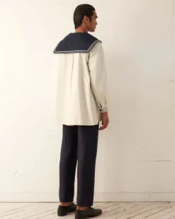 Men BODE Sailor Coat - Cream Navy