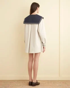 Women BODE Sailor Coat - Cream/Navy