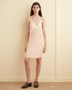 Women BODE Salmon Monogram Dress - M