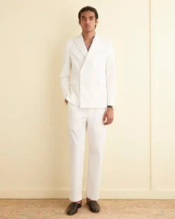 Men BODE Seersucker Double-Breasted Suit Jacket