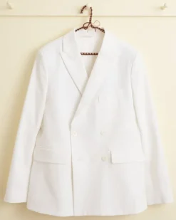 Men BODE Seersucker Double-Breasted Suit Jacket