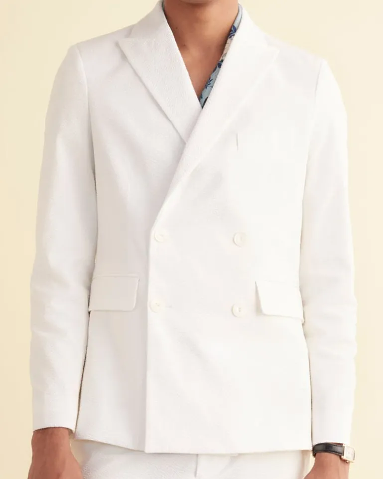 Men BODE Seersucker Double-Breasted Suit Jacket