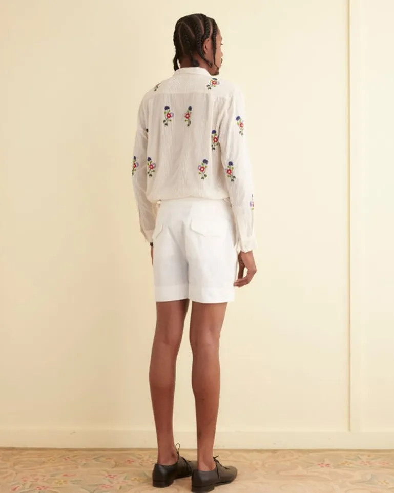 Men BODE Seersucker Double-Button Pleated Shorts