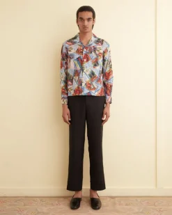 Men BODE Seersucker Postcard Long Sleeve Shirt