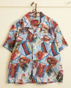 Men BODE Seersucker Postcard Short Sleeve Shirt