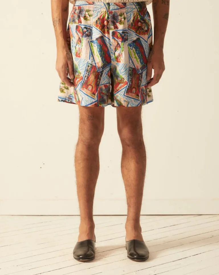 Men BODE Seersucker Postcard Shorts
