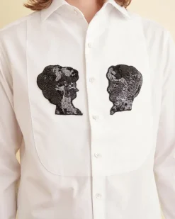 Men BODE Sequined Silhouette Tuxedo Shirt
