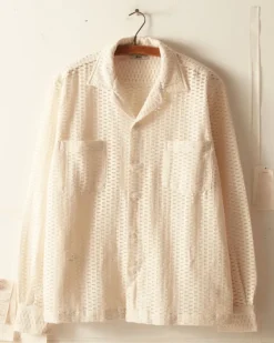 Men BODE Sheer Brick Lace Long Sleeve Shirt