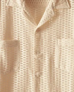 Men BODE Sheer Brick Lace Long Sleeve Shirt
