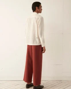 Men BODE Sheer Brick Lace Long Sleeve Shirt