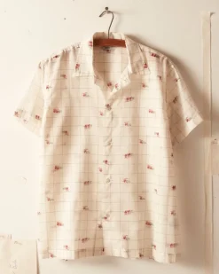Men BODE Sheer Camel Short Sleeve Shirt