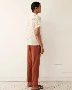Men BODE Sheer Camel Short Sleeve Shirt