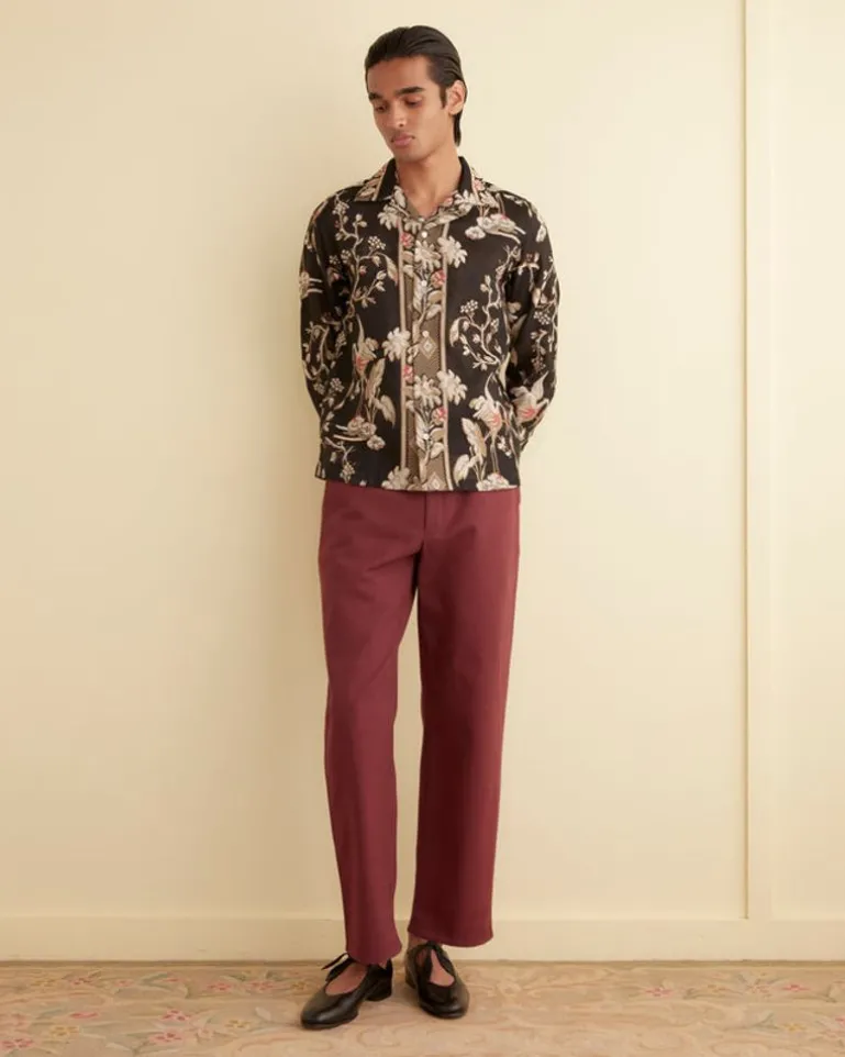Men BODE Sheer Cranes Long Sleeve Shirt