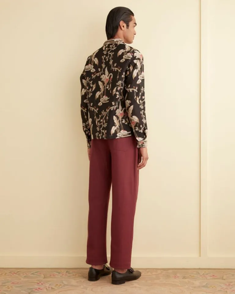 Men BODE Sheer Cranes Long Sleeve Shirt